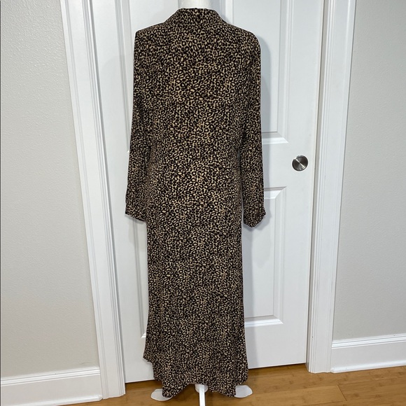 Spense Animal Print Shirt Midi Dress Size 14 Long Sleeve Brown Tan Button Up - Picture 6 of 14